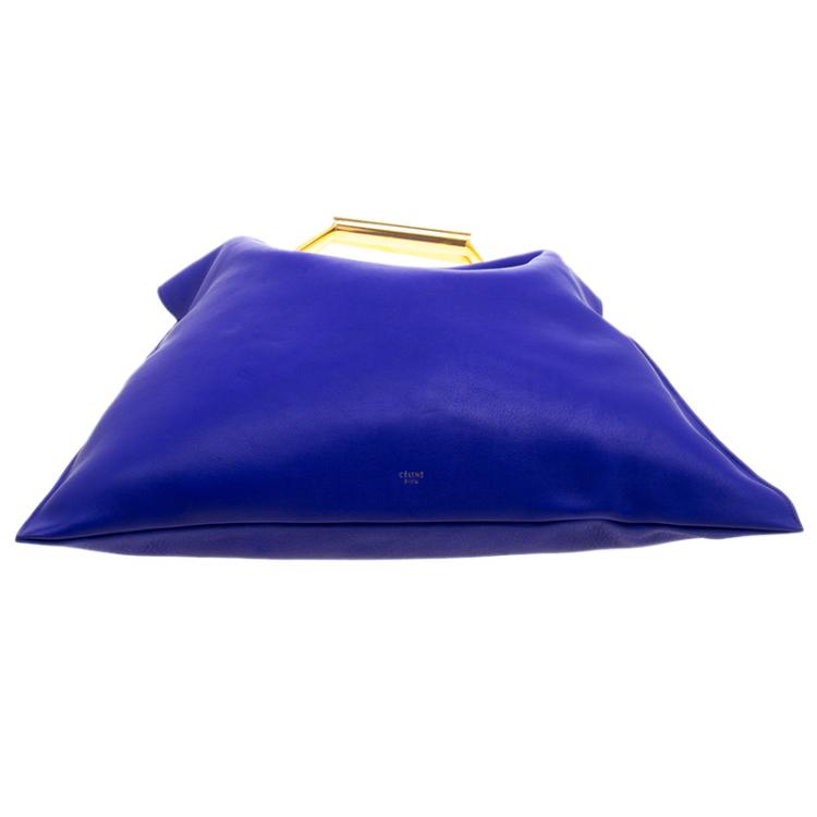 Pre Owned Celine Indigo Leather Open Triangle Bag
