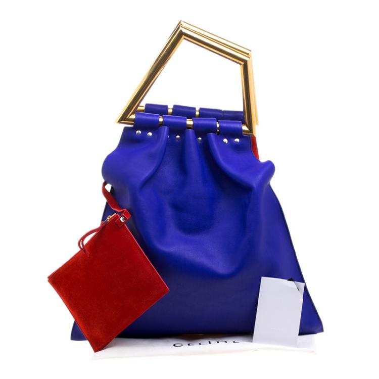 Pre Owned Celine Indigo Leather Open Triangle Bag