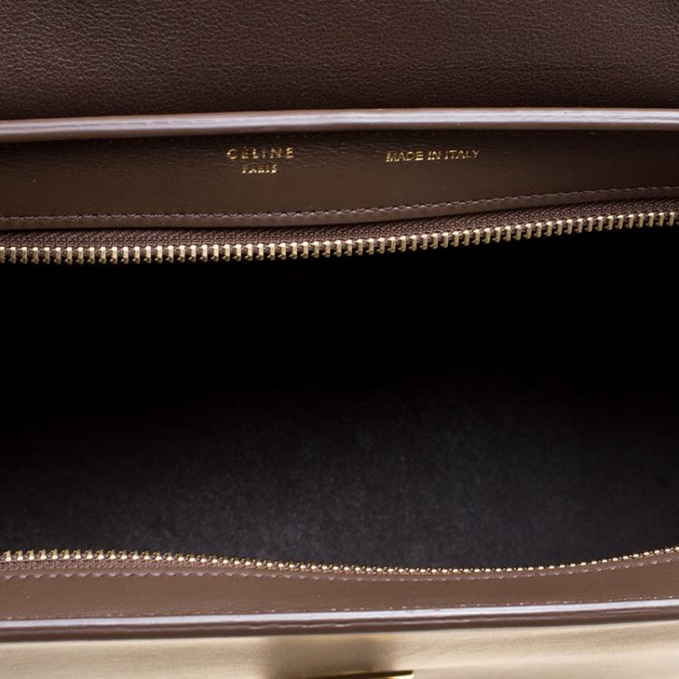 Pre Owned Celine Brown/Mostard Leather Small Trapeze Tote