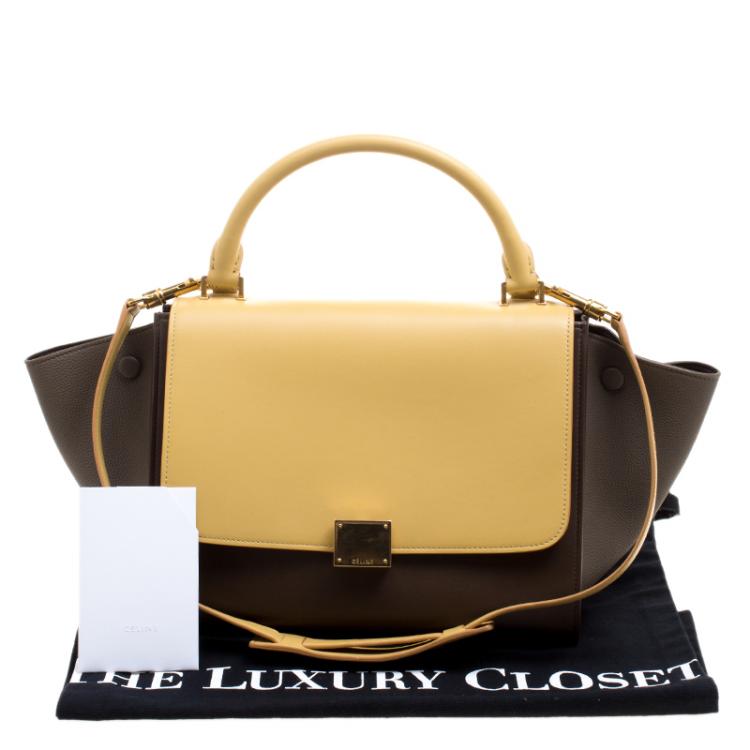 Pre Owned Celine Brown/Mostard Leather Small Trapeze Tote