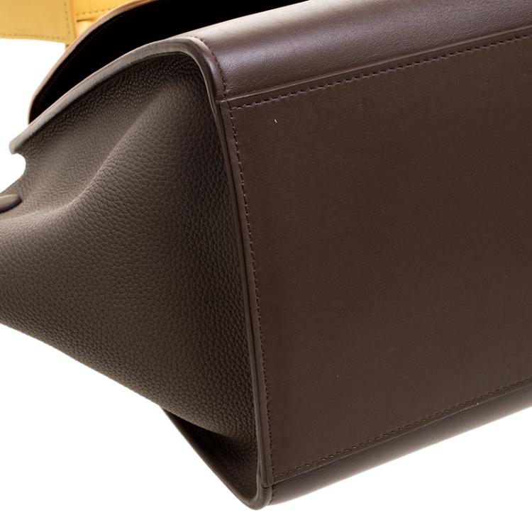 Pre Owned Celine Brown/Mostard Leather Small Trapeze Tote
