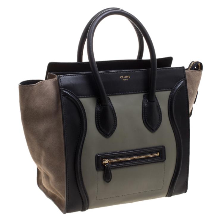 Pre Owned Celine Tri Color Leather and Suede Mini Luggage Tote