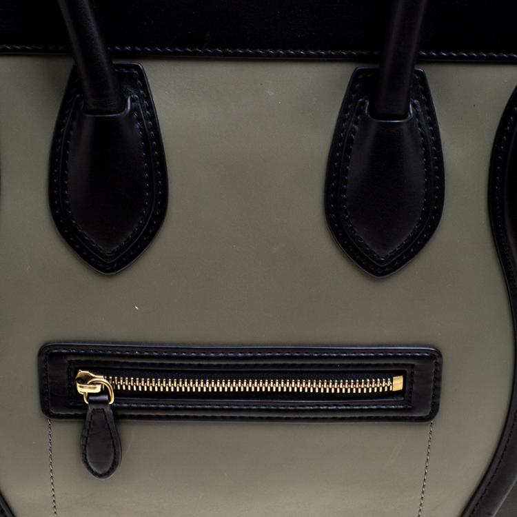 Pre Owned Celine Tri Color Leather and Suede Mini Luggage Tote