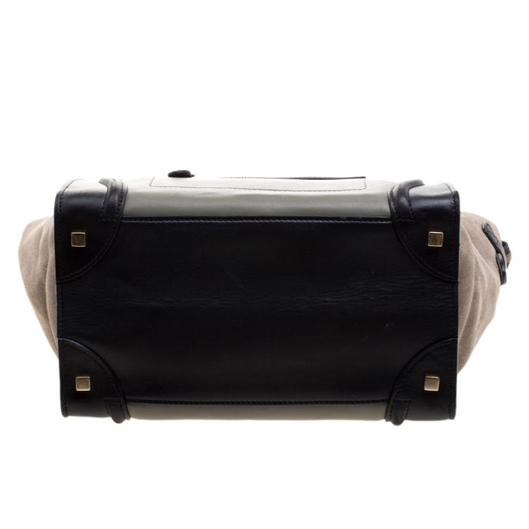 Pre Owned Celine Tri Color Leather and Suede Mini Luggage Tote