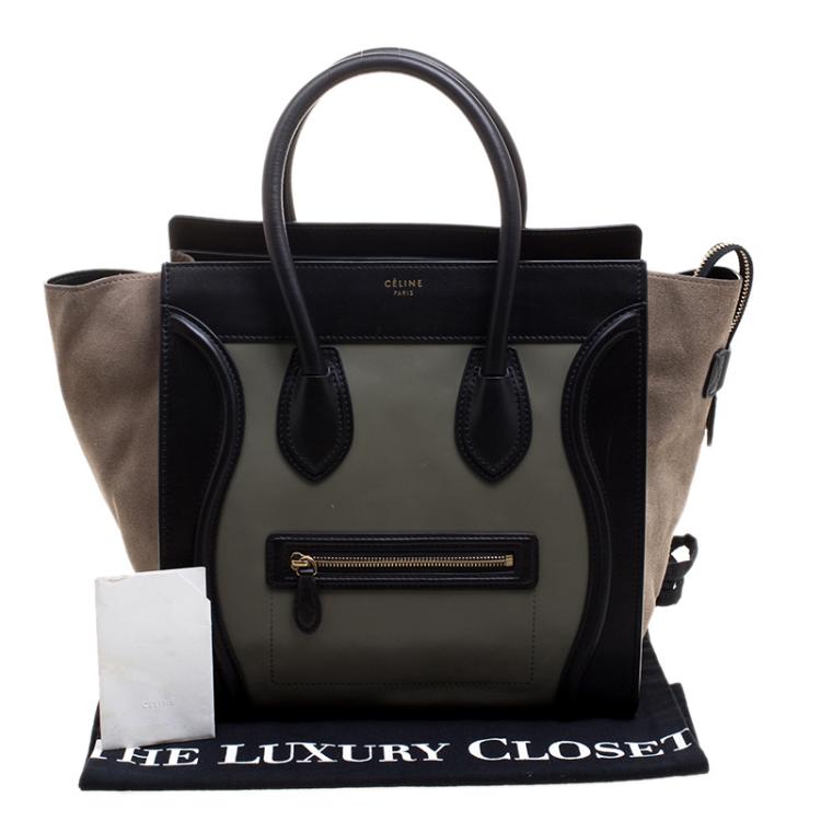 Pre Owned Celine Tri Color Leather and Suede Mini Luggage Tote