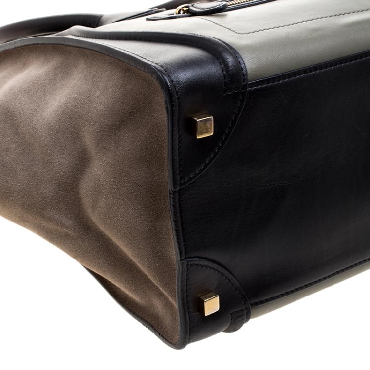 Pre Owned Celine Tri Color Leather and Suede Mini Luggage Tote