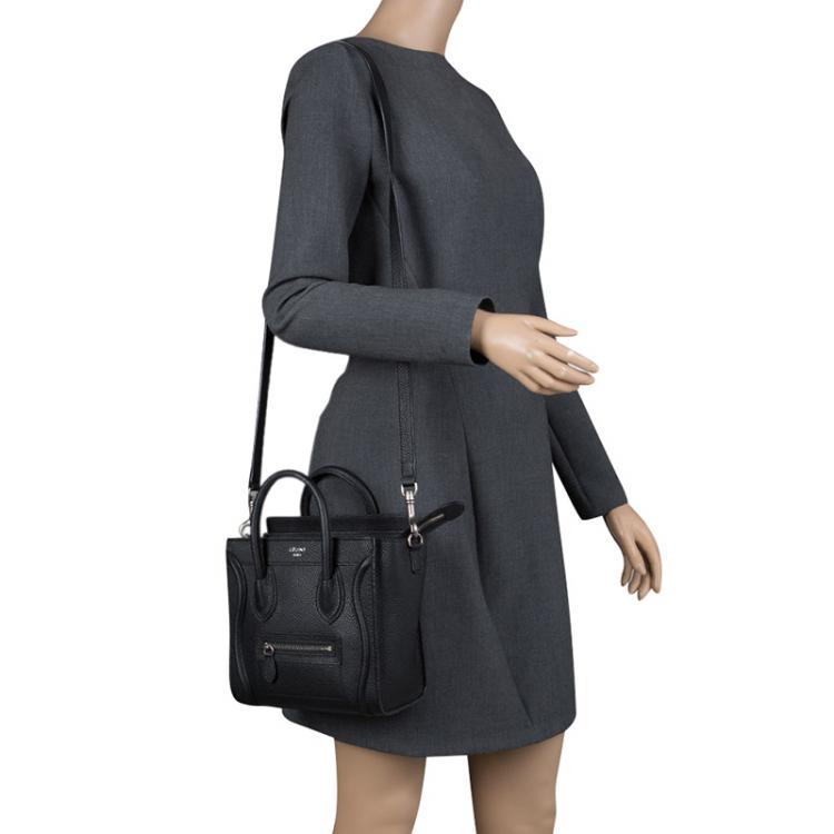 Pre Owned Celine Black Leather Nano Luggage Tote