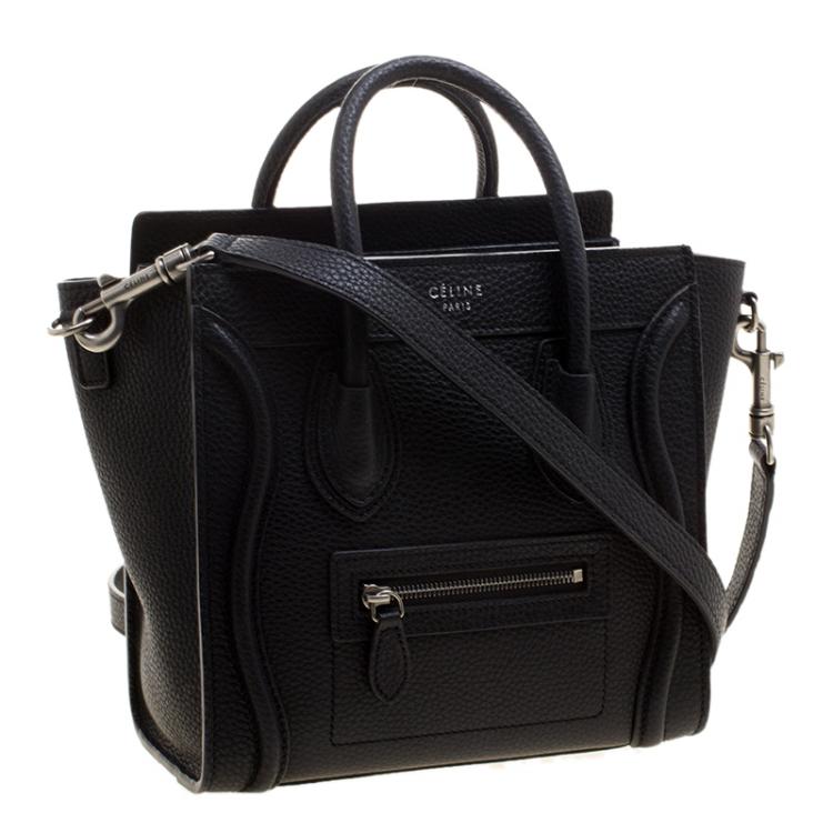 Pre Owned Celine Black Leather Nano Luggage Tote