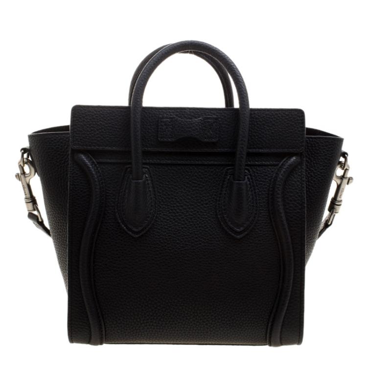 Pre Owned Celine Black Leather Nano Luggage Tote