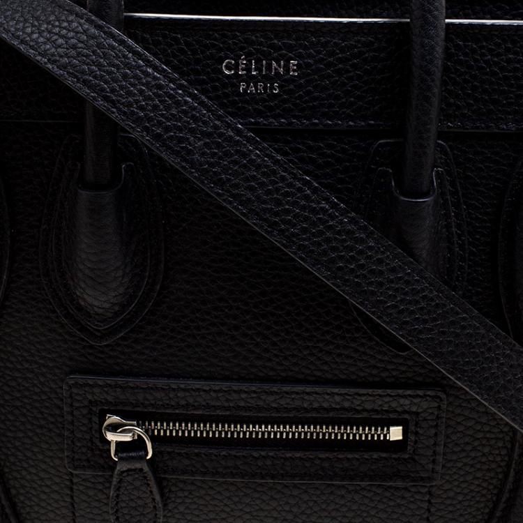 Pre Owned Celine Black Leather Nano Luggage Tote