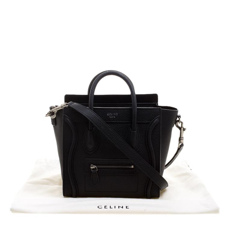 Pre Owned Celine Black Leather Nano Luggage Tote