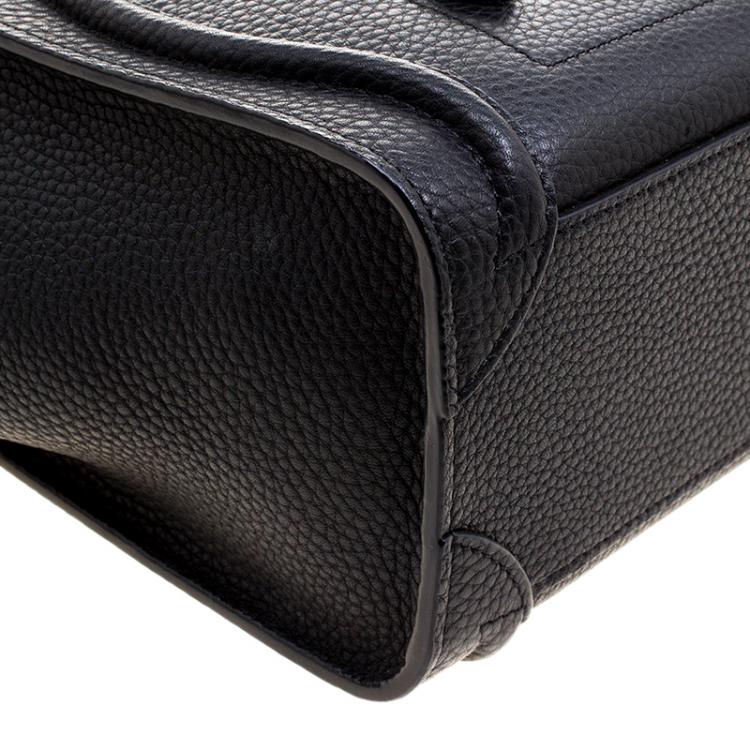 Pre Owned Celine Black Leather Nano Luggage Tote