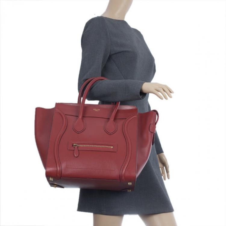 Pre Owned Celine Red Mini Luggage Tote