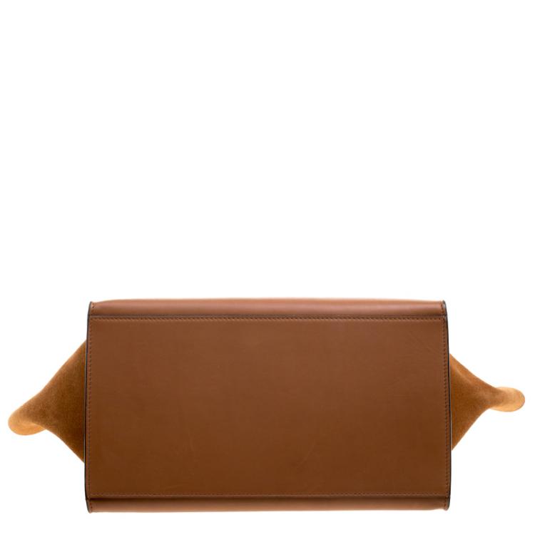 Pre Owned Celine Brown Leather and Suede Medium Trapeze Tote