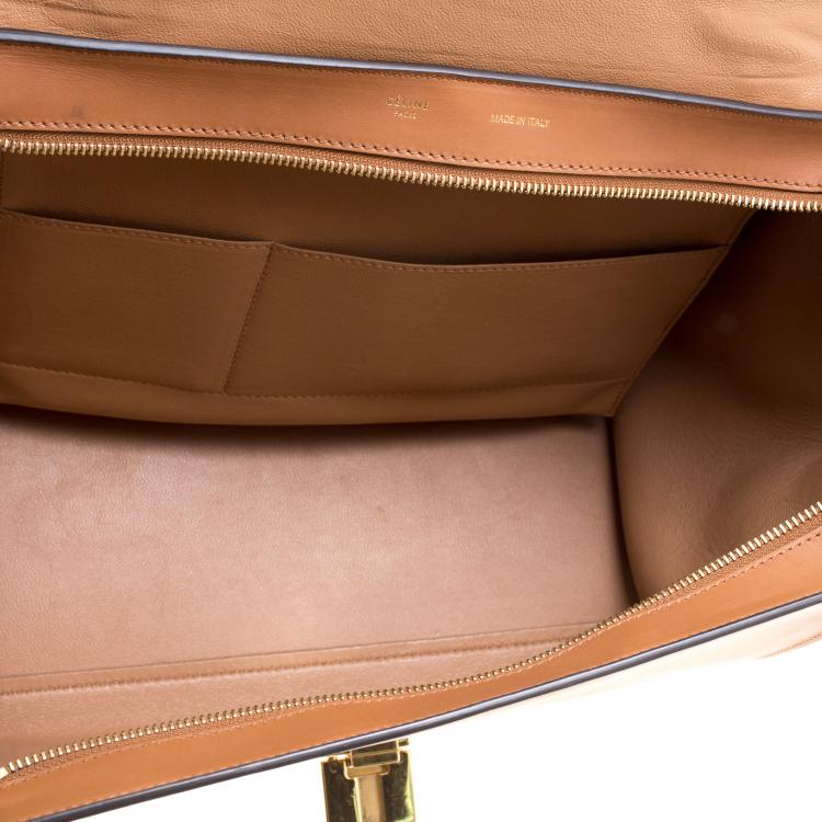 Pre Owned Celine Brown Leather and Suede Medium Trapeze Tote