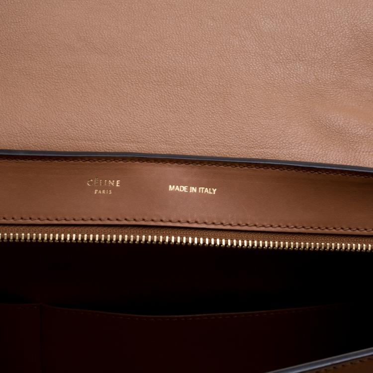 Pre Owned Celine Brown Leather and Suede Medium Trapeze Tote