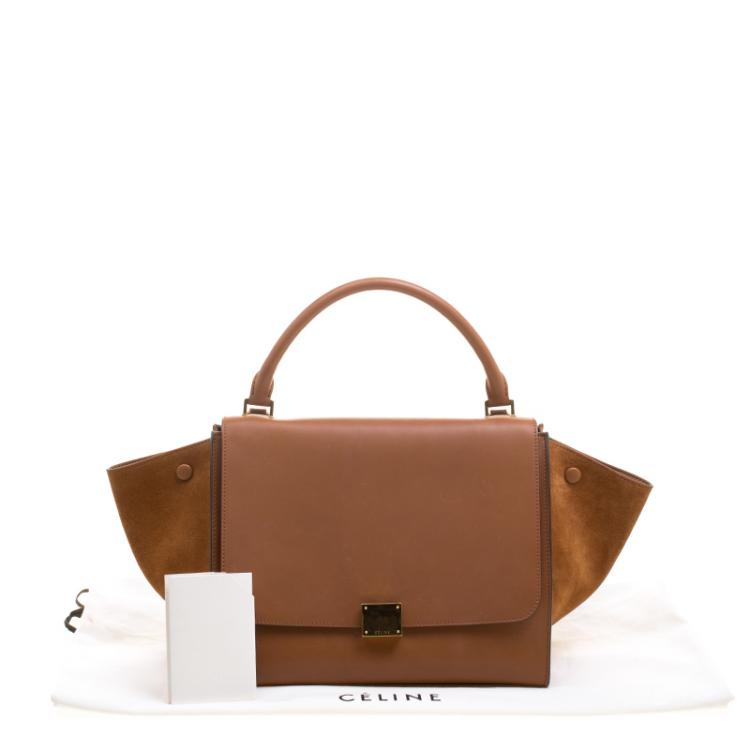 Pre Owned Celine Brown Leather and Suede Medium Trapeze Tote
