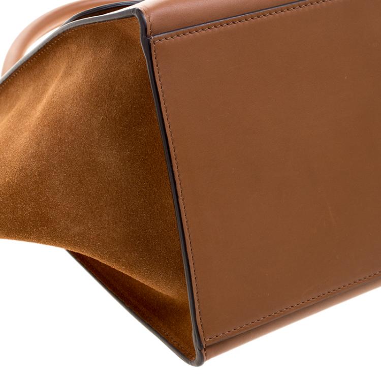 Pre Owned Celine Brown Leather and Suede Medium Trapeze Tote