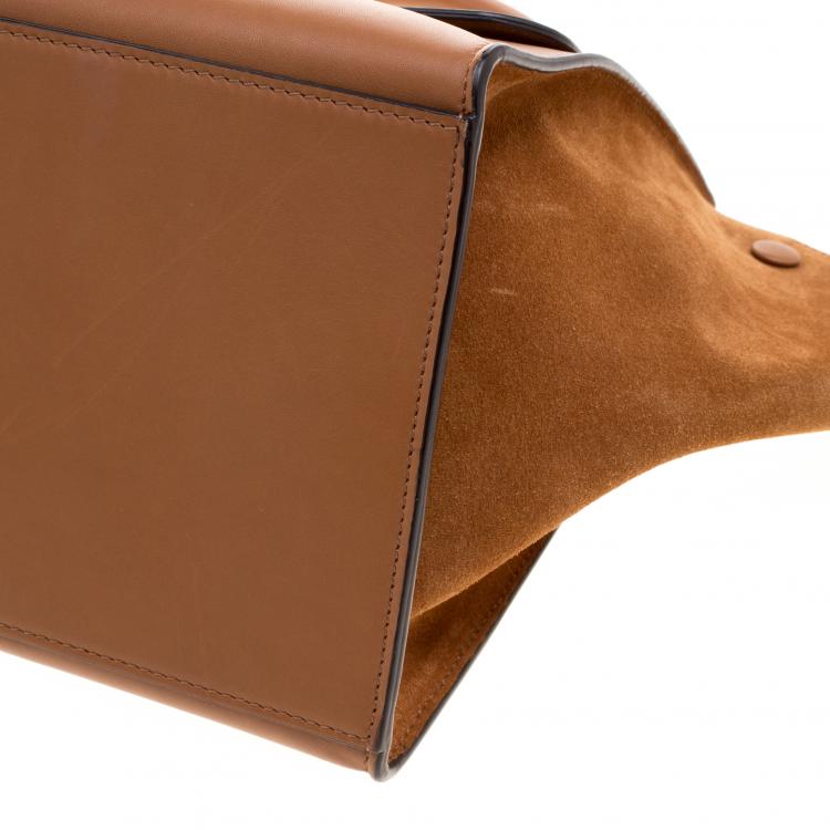 Pre Owned Celine Brown Leather and Suede Medium Trapeze Tote