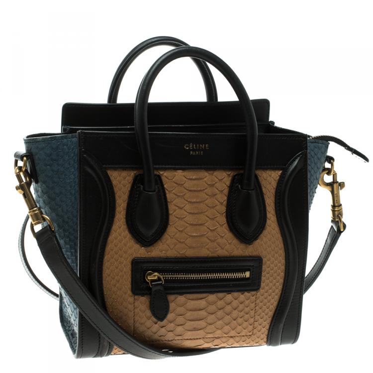 مملوكة مسبقًا Celine Multicolor Python and Leather Nano Luggage Tote