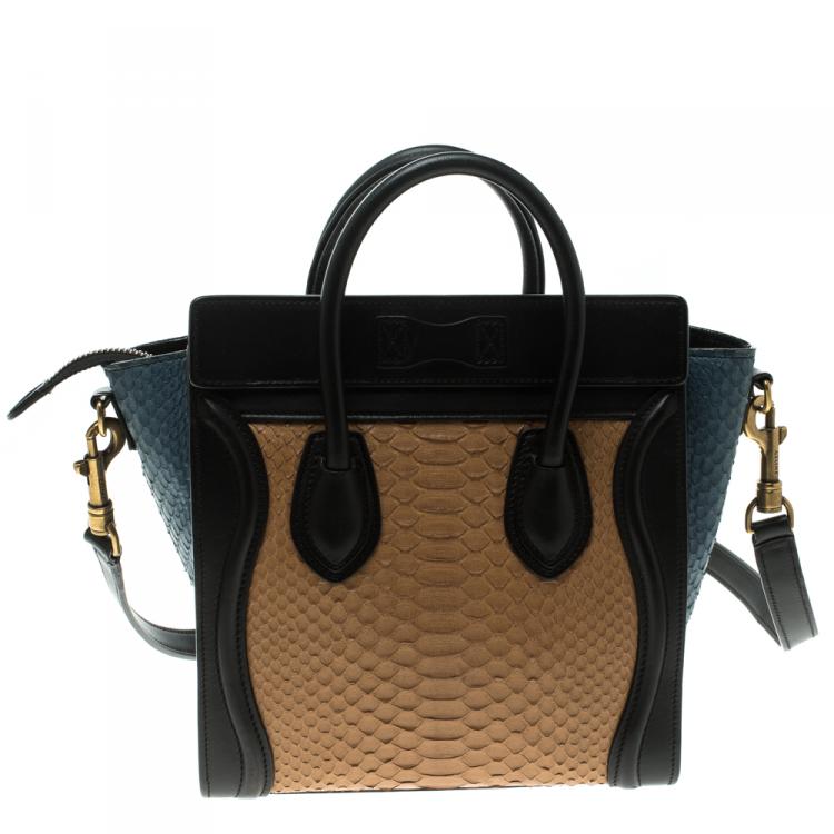 مملوكة مسبقًا Celine Multicolor Python and Leather Nano Luggage Tote