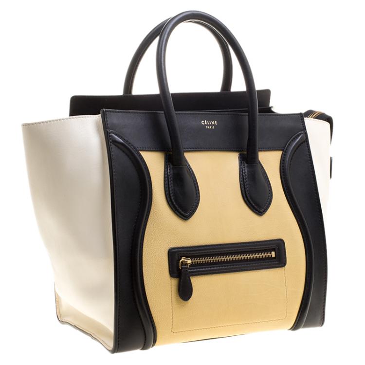 Pre Owned Celine Tri Color Leather Mini Luggage Tote