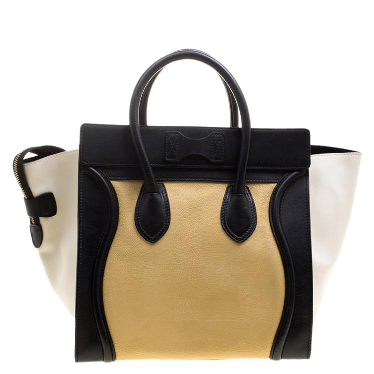 Pre Owned Celine Tri Color Leather Mini Luggage Tote