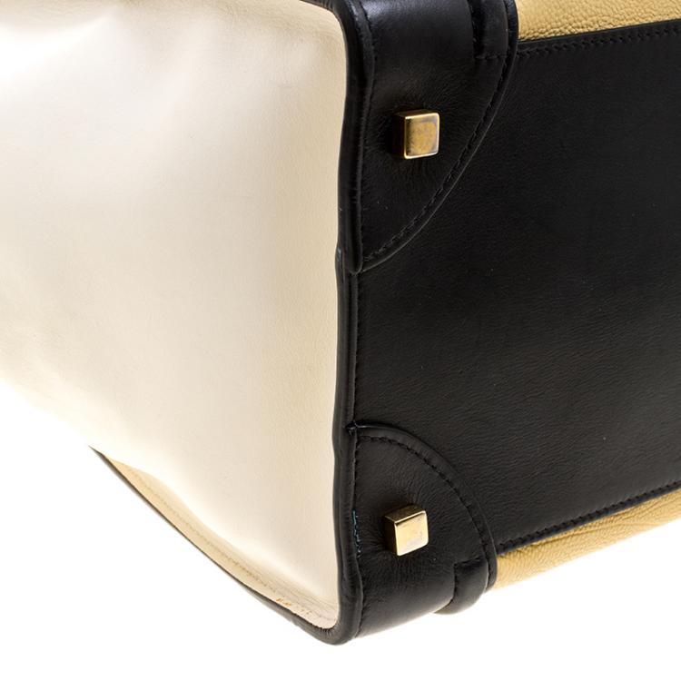 Pre Owned Celine Tri Color Leather Mini Luggage Tote