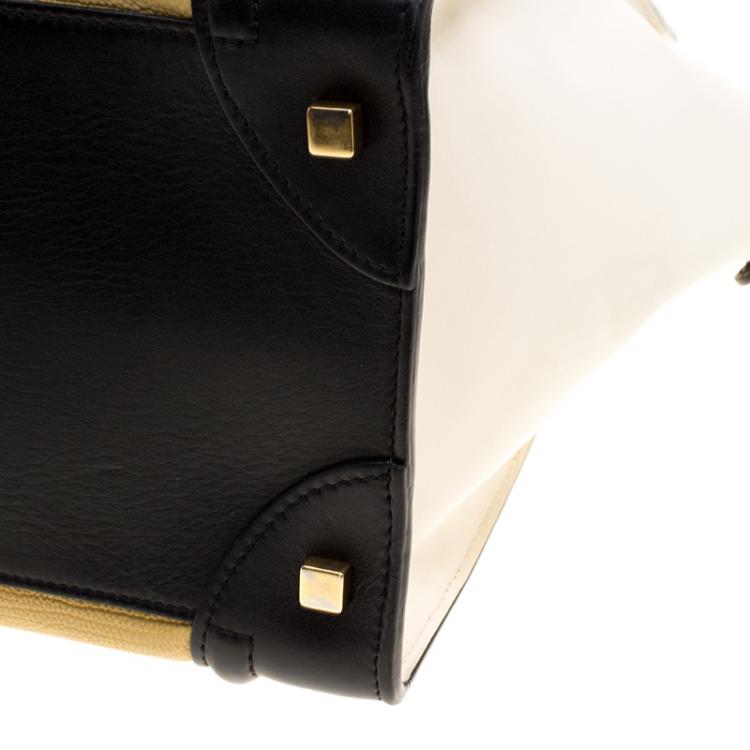 Pre Owned Celine Tri Color Leather Mini Luggage Tote
