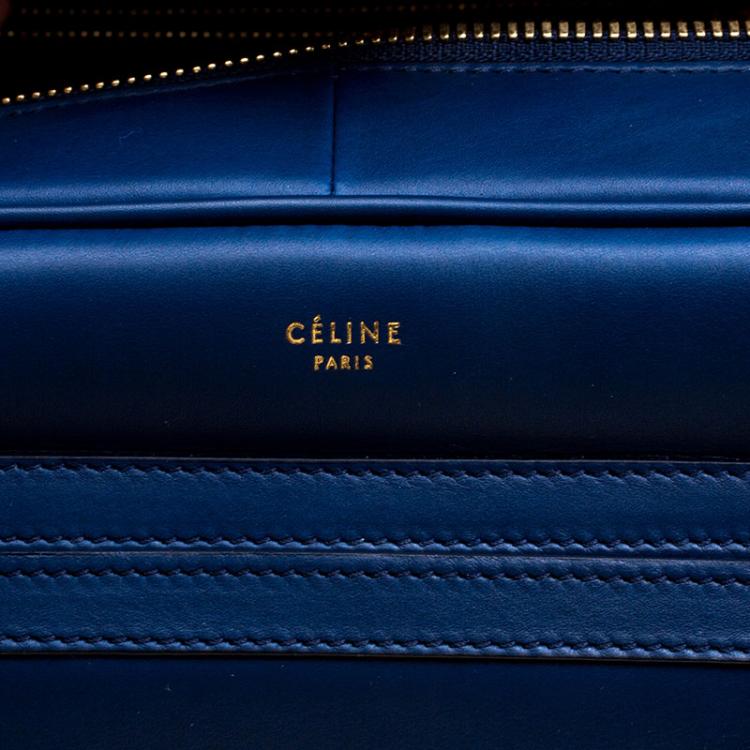 Pre Owned Celine Navy Blue Leather Top Handle Bag