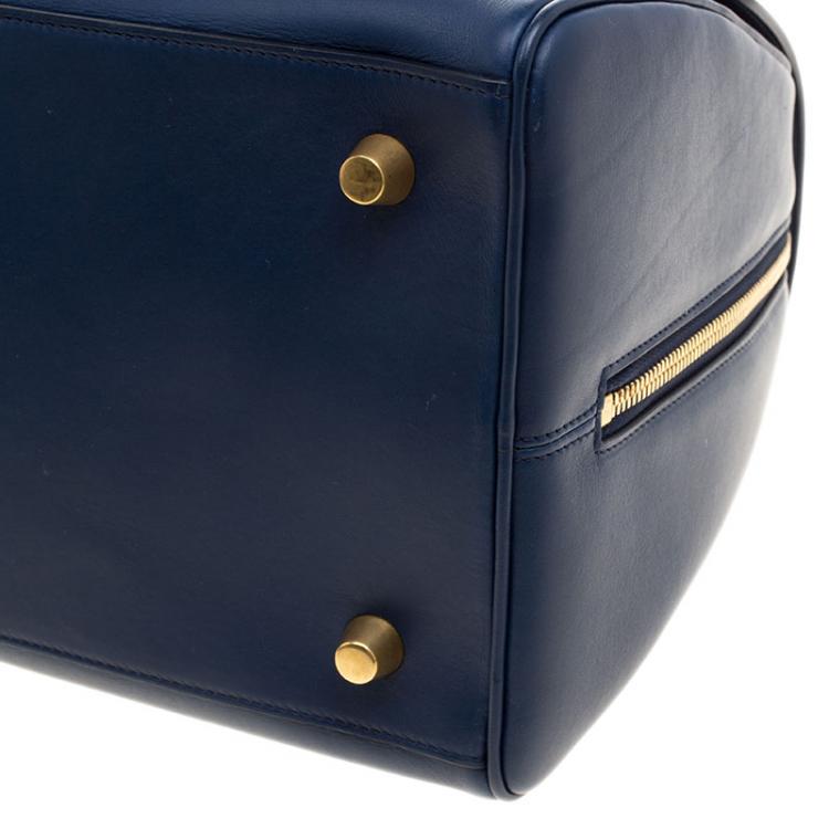Pre Owned Celine Navy Blue Leather Top Handle Bag