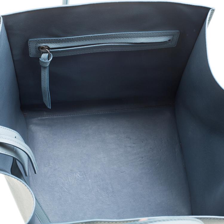 Pre Owned Celine Light Blue Leather Medium Phantom Luggage Tote