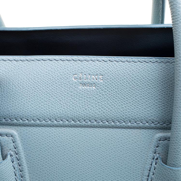 Pre Owned Celine Light Blue Leather Medium Phantom Luggage Tote