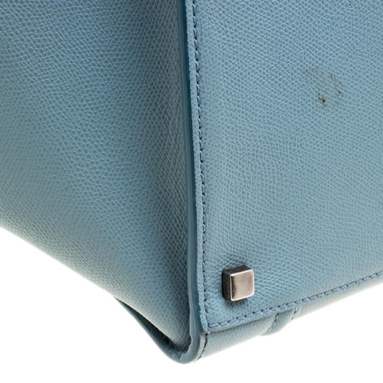 Pre Owned Celine Light Blue Leather Medium Phantom Luggage Tote