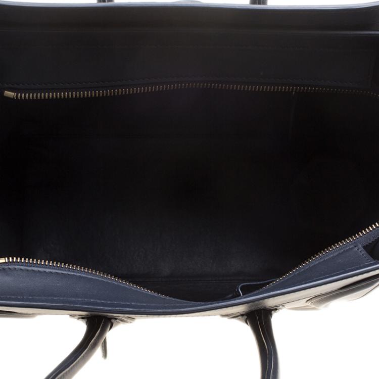 Pre Owned Celine Navy Blue Leather Mini Luggage Tote