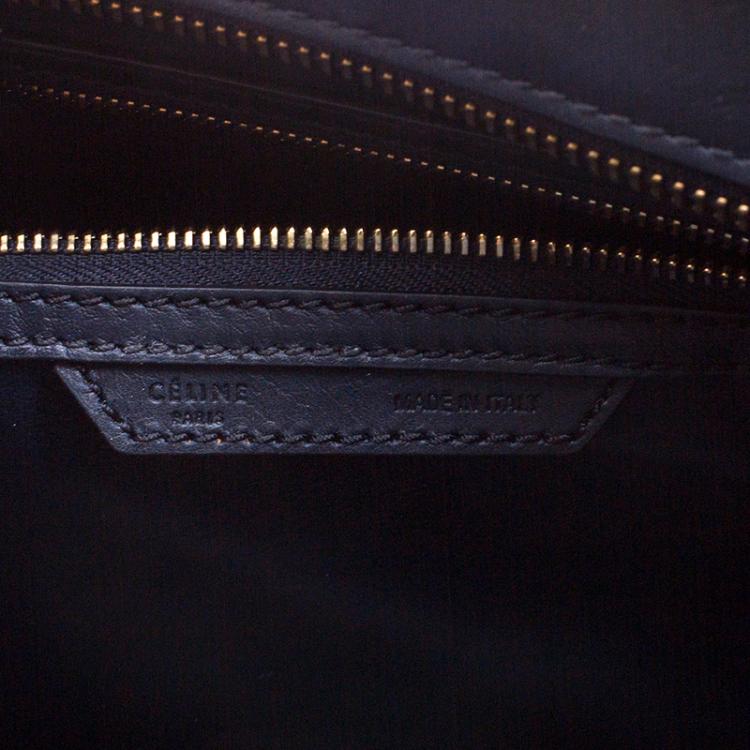 Pre Owned Celine Navy Blue Leather Mini Luggage Tote