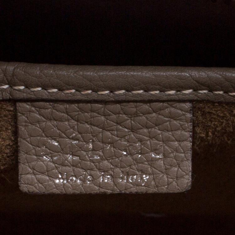 Pre Owned Celine Khaki Leather Nano Luggage Tote