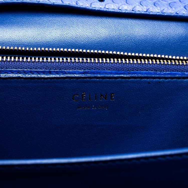 Pre Owned Celine Blue Python Medium Classic Box Shoulder Bag