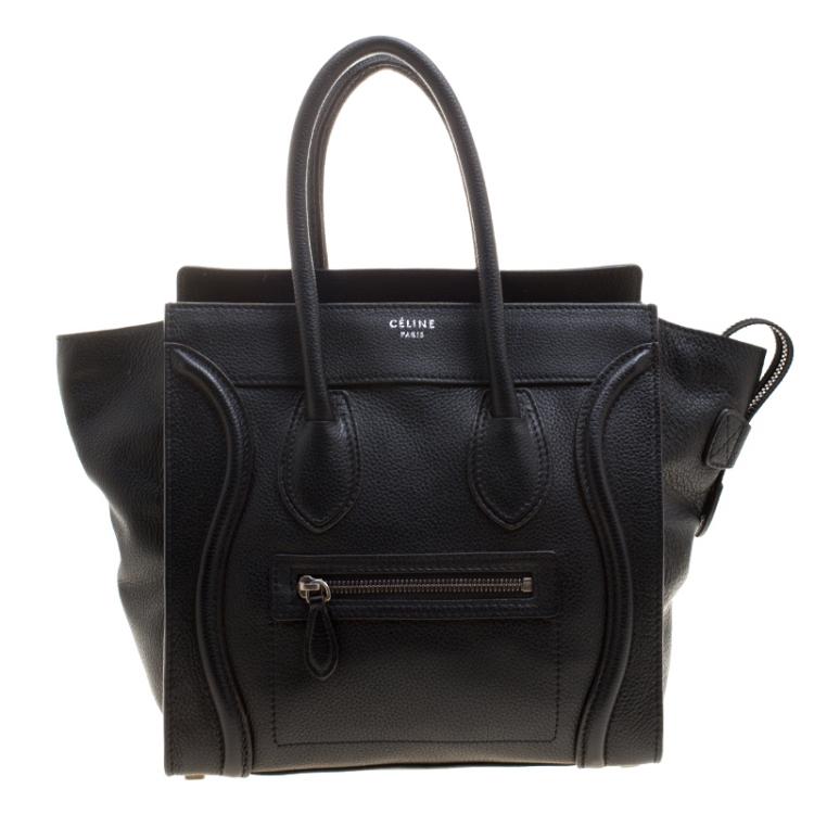 Pre Owned Celine Black Leather Micro Luggage Tote 