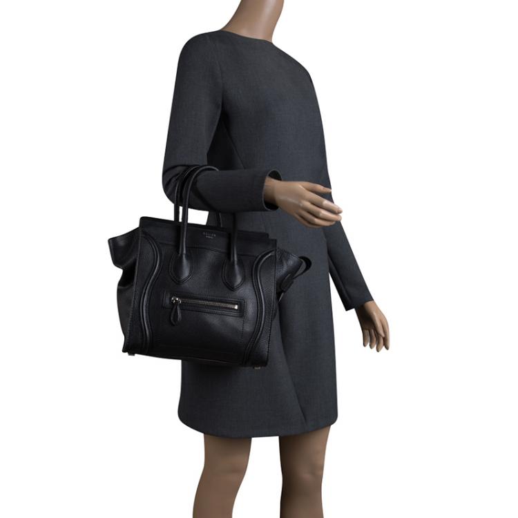 Pre Owned Celine Black Leather Micro Luggage Tote 