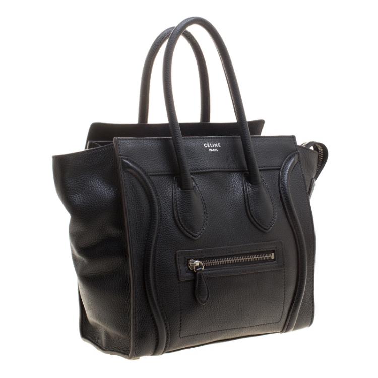 Pre Owned Celine Black Leather Micro Luggage Tote 