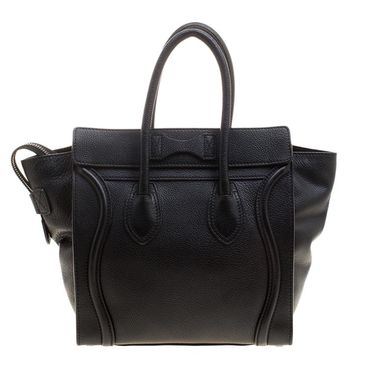 Pre Owned Celine Black Leather Micro Luggage Tote 