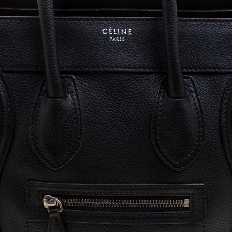 Pre Owned Celine Black Leather Micro Luggage Tote 