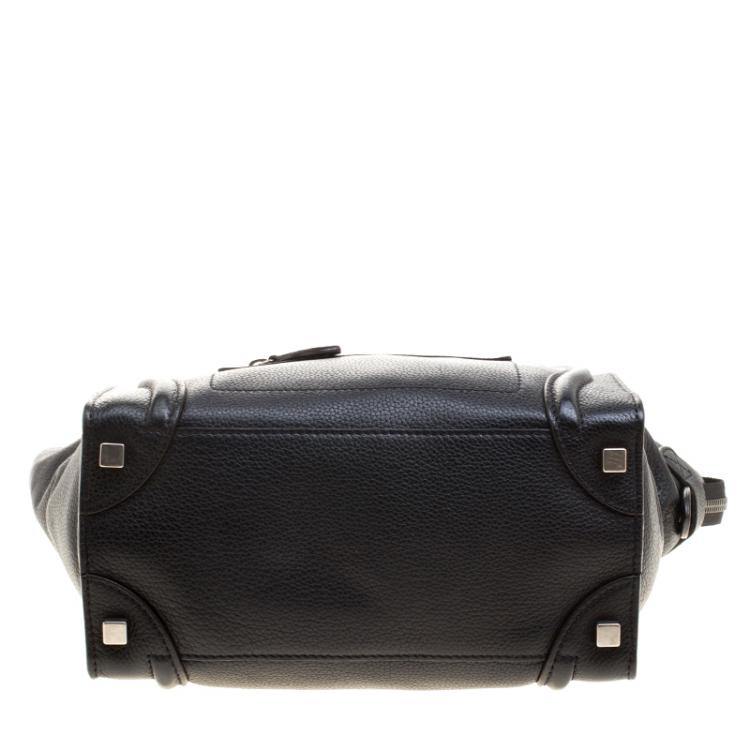 Pre Owned Celine Black Leather Micro Luggage Tote 