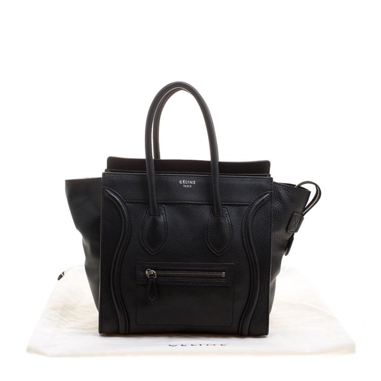 Pre Owned Celine Black Leather Micro Luggage Tote 