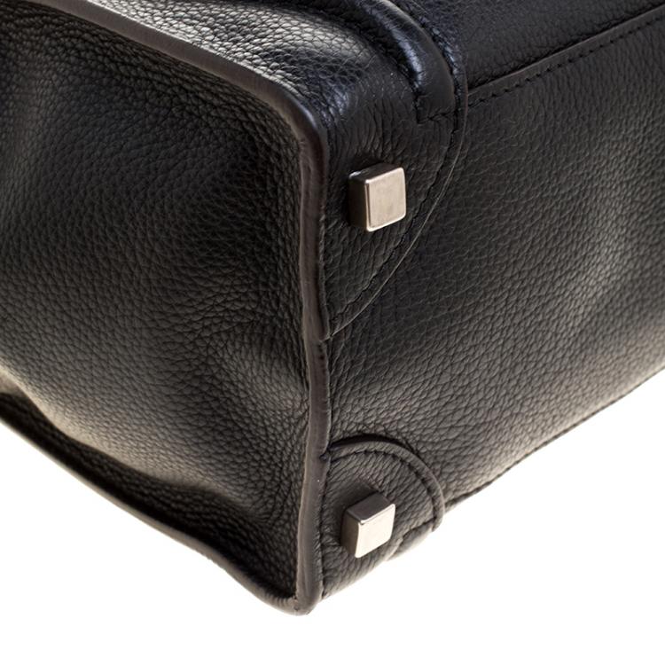 Pre Owned Celine Black Leather Micro Luggage Tote 