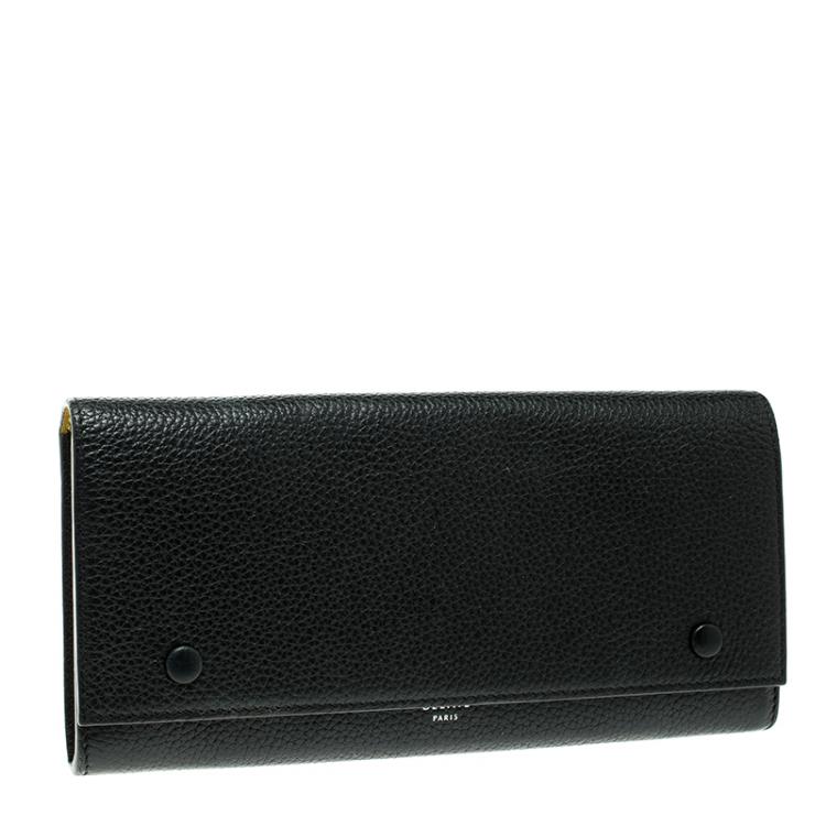 Pre Owned Celine Black Leather Large Multifunction Flap Wallet