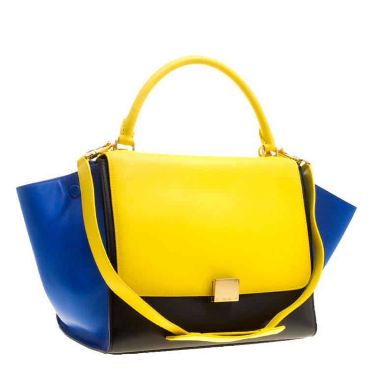 Pre Owned Celine Tricolor Leather Medium Trapeze Tote