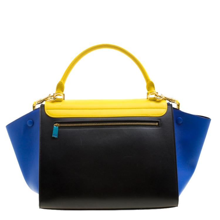 Pre Owned Celine Tricolor Leather Medium Trapeze Tote