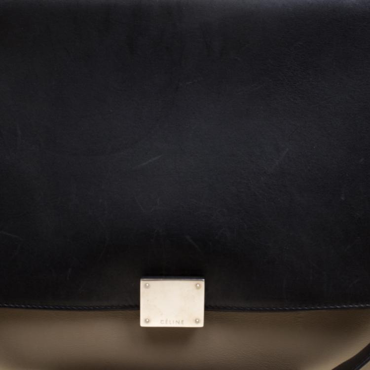 Pre Owned Celine Tri Color Leather and Suede Medium Trapeze Bag